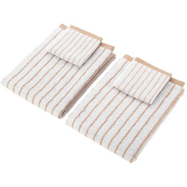 ストライプ タオルセット(ベージュ)