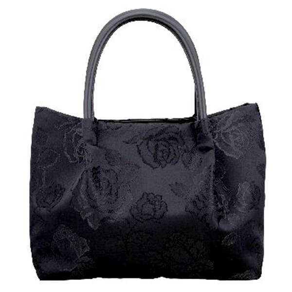 ジャガード織バラ柄手提げ