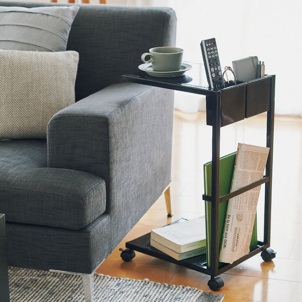 サイドテーブルワゴン (ブラック)