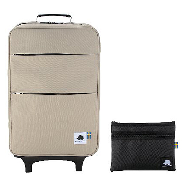 スカンジナビアンフォレスト 折り畳みキャリーバッグ・ポーチセット(ベージュ)
