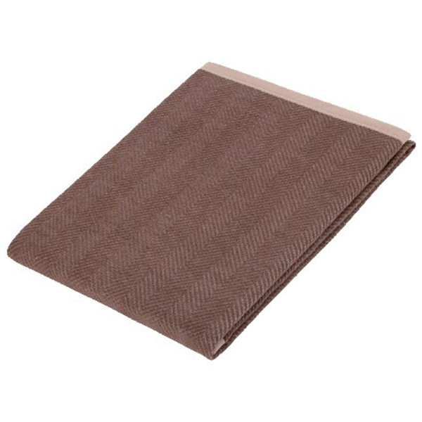 ヘリンボン・ウールミックス コットンブランケット(ブラウン)