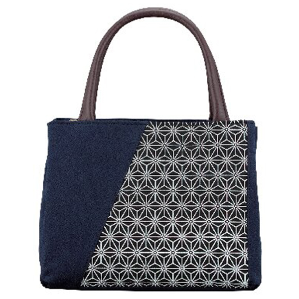 京都三昌 京友禅手提げバッグ(ネイビー)