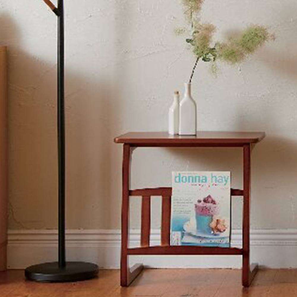 サイドテーブル マガジンラック付(ブラウン)