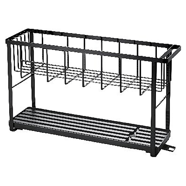 スリム3WAY水切りワイヤーバスケット 2段(ブラック)