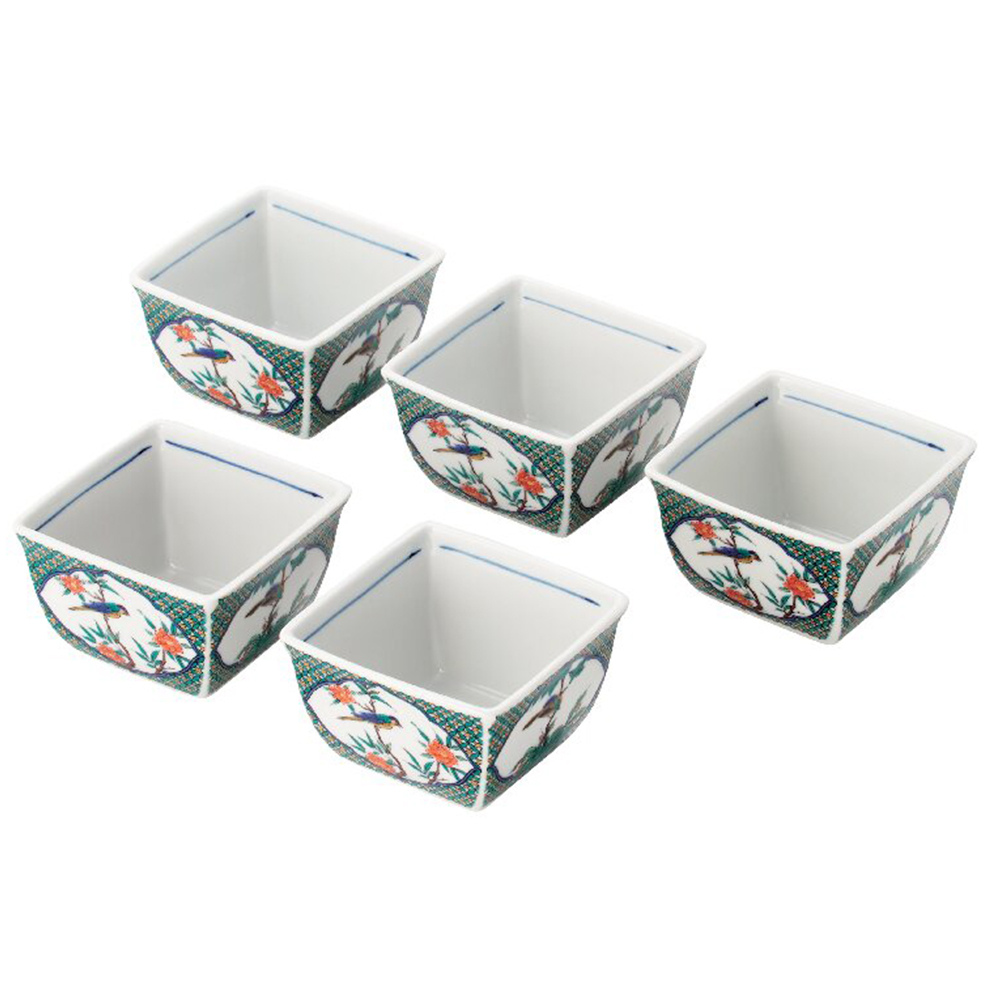 九谷焼 小鉢揃 小紋花鳥