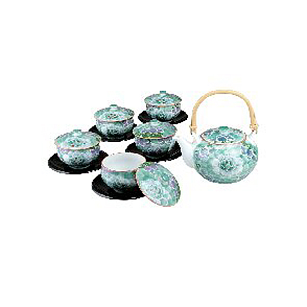 彩牡丹 土瓶・茶托付番茶器揃