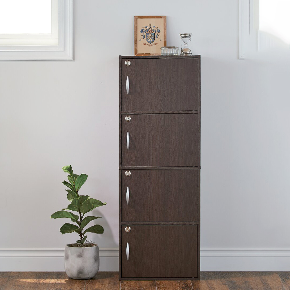 鍵付き 4段ボックス(ブラウン)