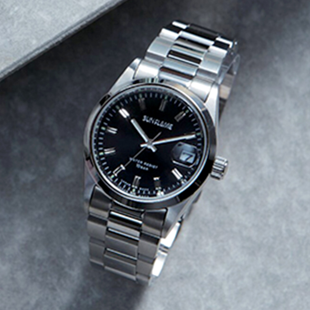 10気圧防水メタルウオッチ(ブラック)