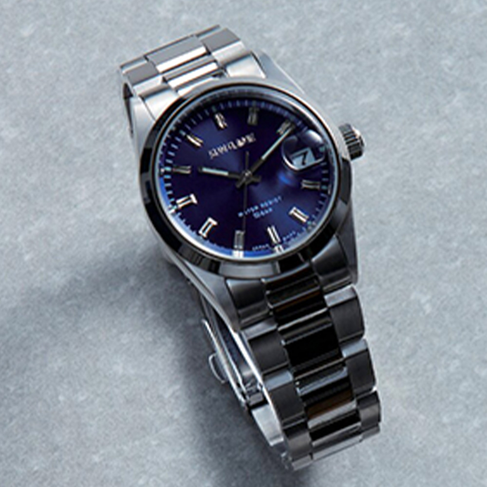 10気圧防水メタルウオッチ(ブルー)