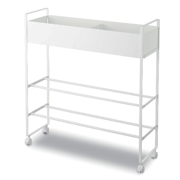 キャスター付き 玄関収納ラック(ホワイト)