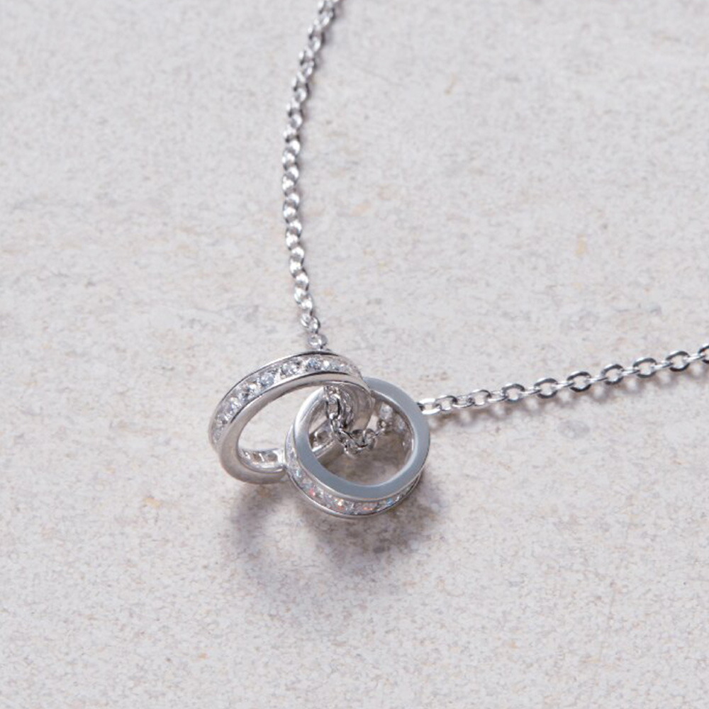 キュービックジルコニア エタニティカップルペンダント