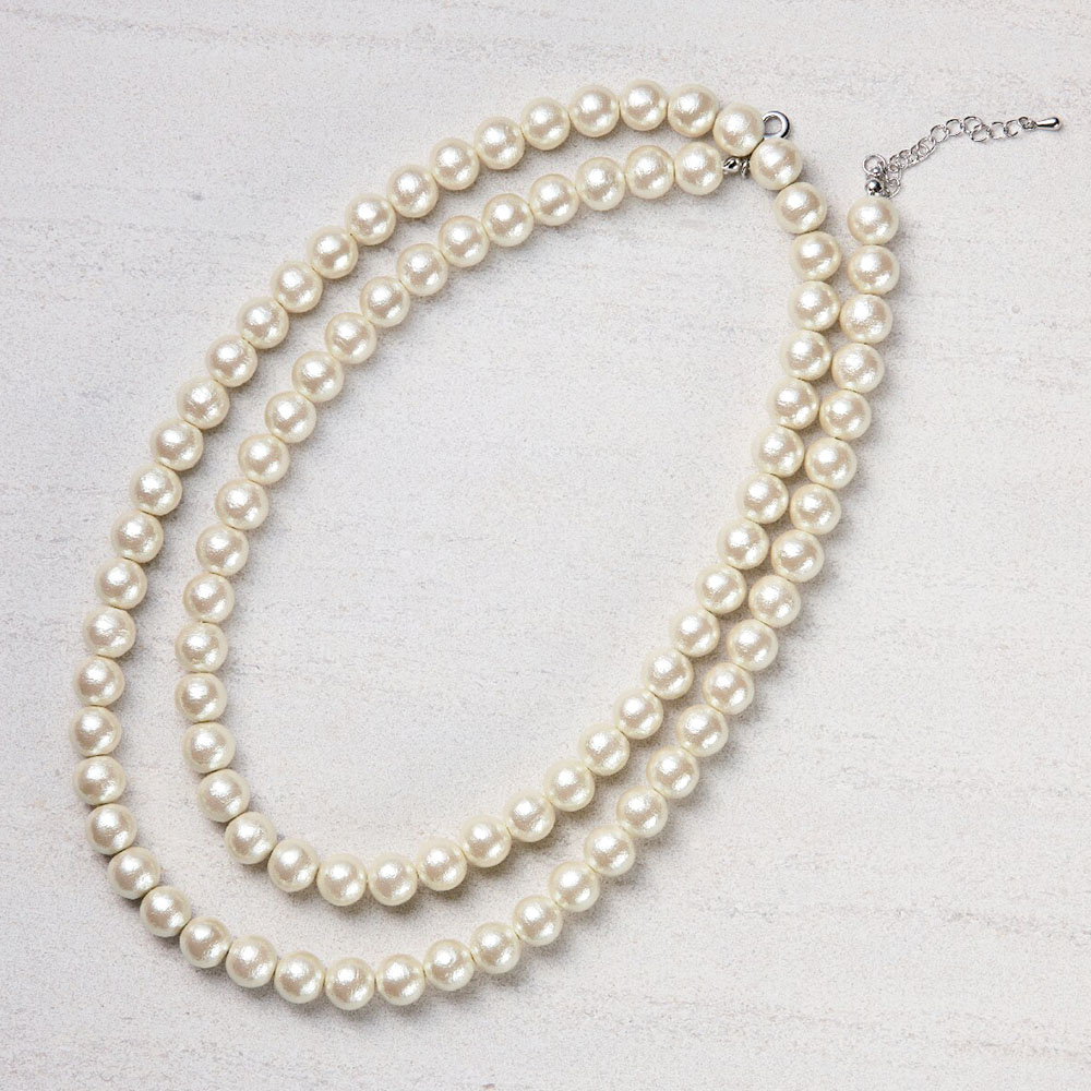 コットンパールロングネックレス