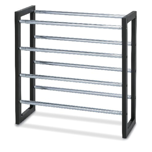 伸縮式シューズラック4段(ブラック)