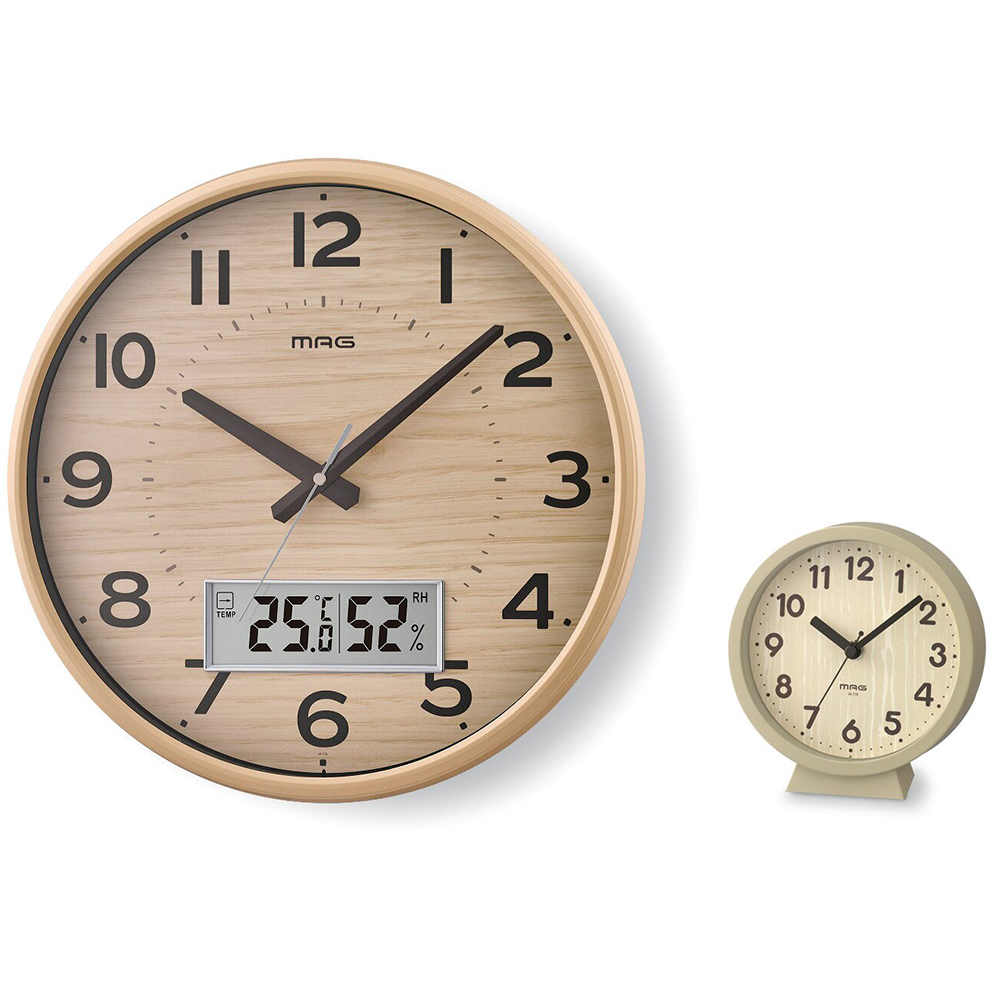 電波掛時計・ 置掛兼用時計(ナチュラル)