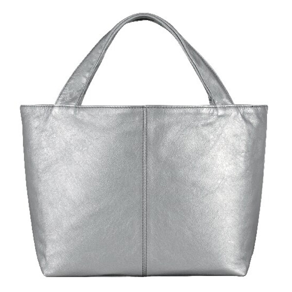 石井猛雄  手提げバッグ(メタリックシルバー色)