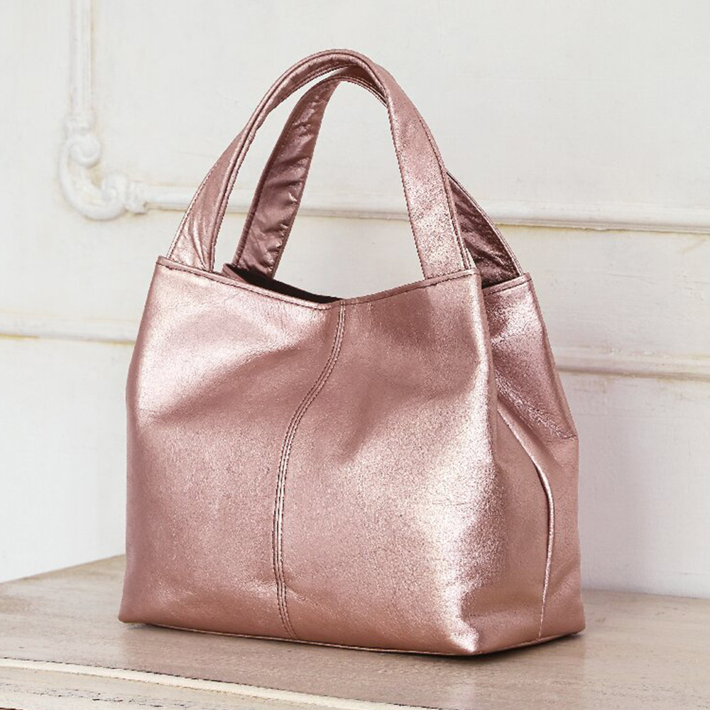 石井猛雄  手提げバッグ(メタリックピンク)