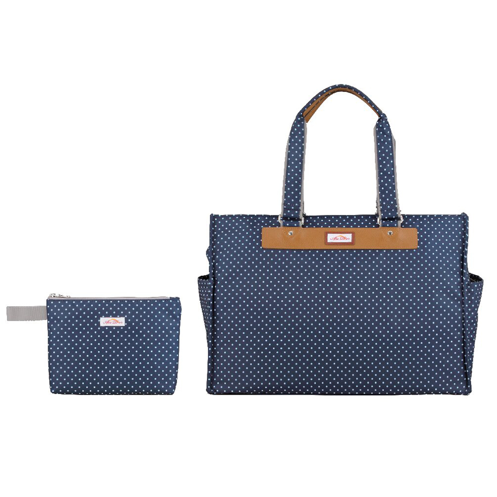 アークドール 水玉マザーズバッグ (ポーチ・おむつ替えシート付)(ネイビー)