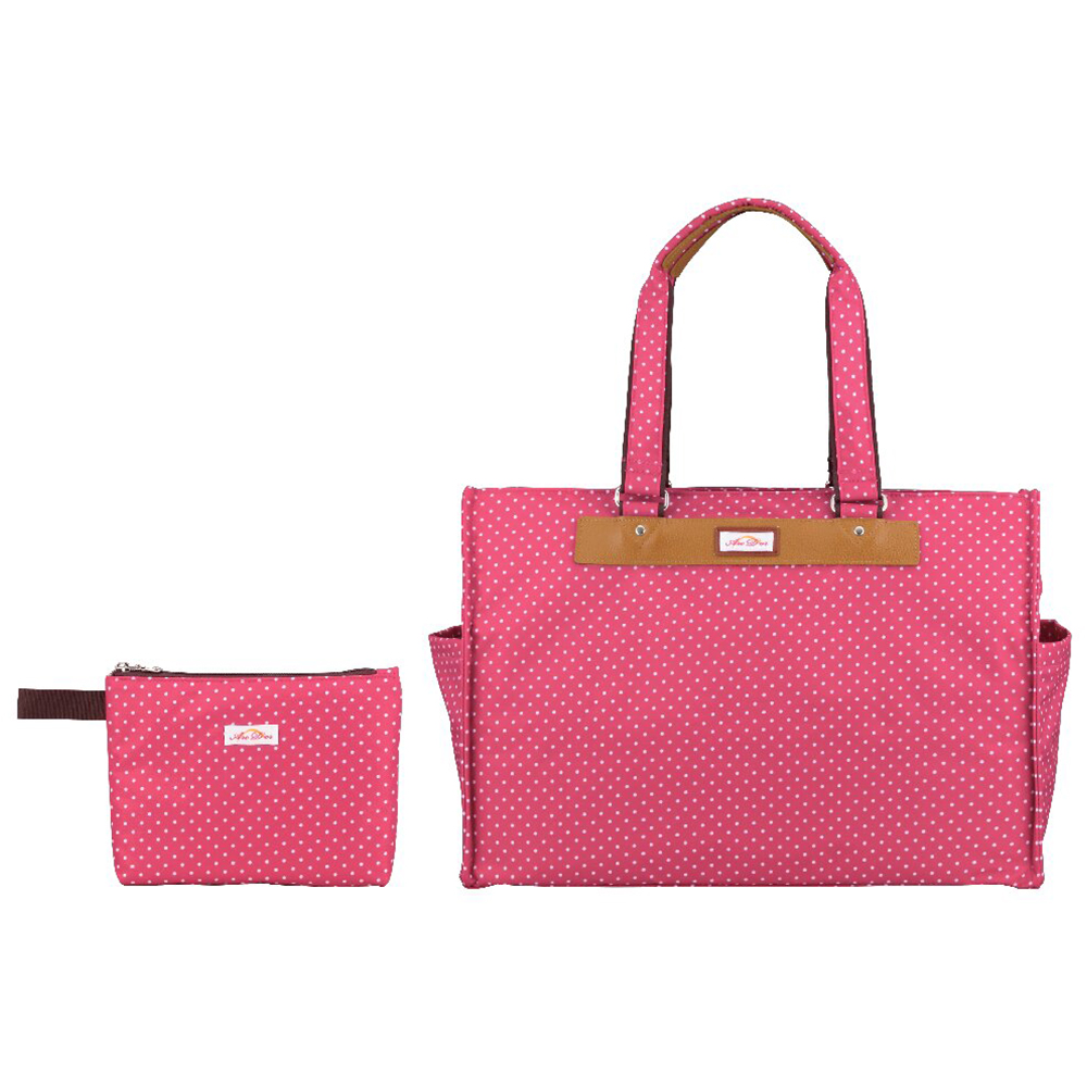 アークドール 水玉マザーズバッグ (ポーチ・おむつ替えシート付)(ピンク)