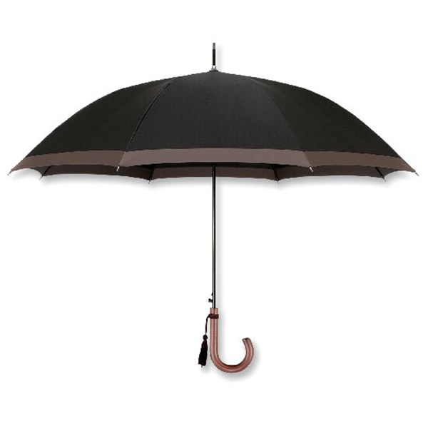 丸安洋傘 甲州織 大判ジャンプ傘(ブラック/ブラウン)