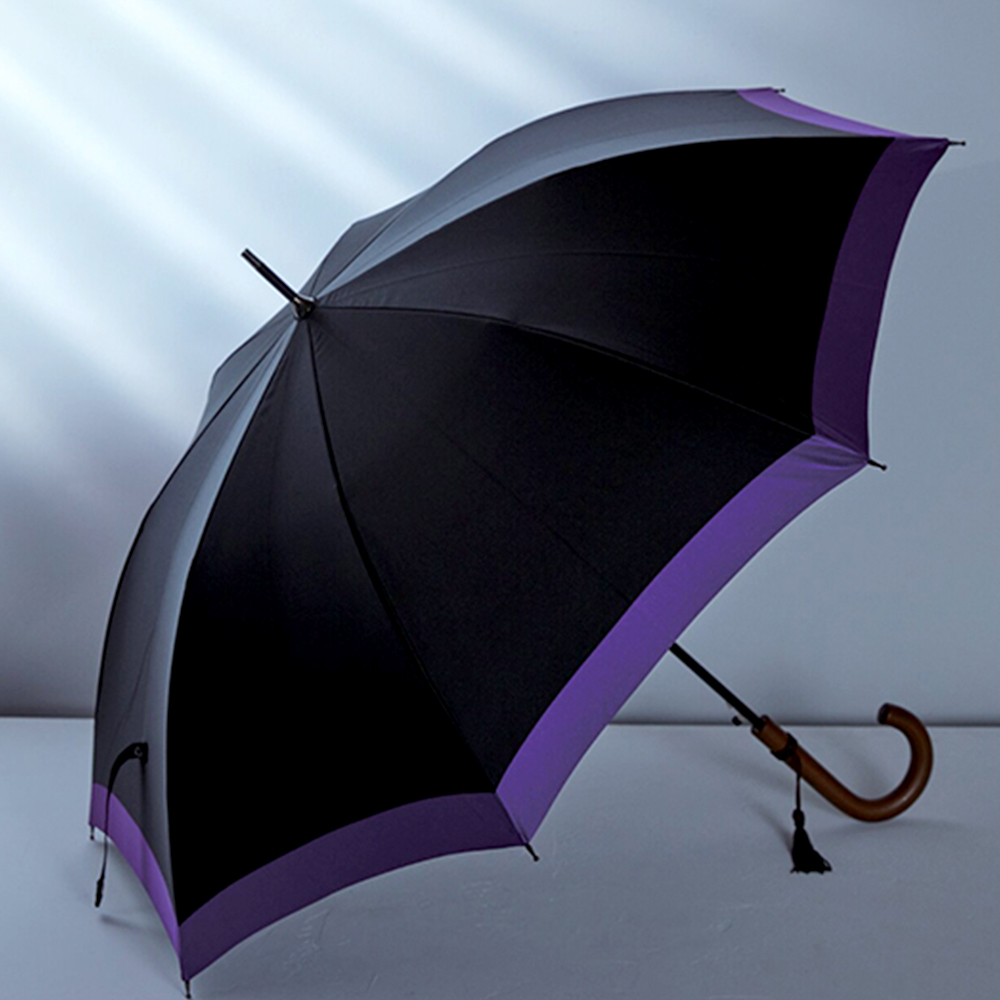 丸安洋傘 甲州織 大判ジャンプ傘(ブラック/パープル)