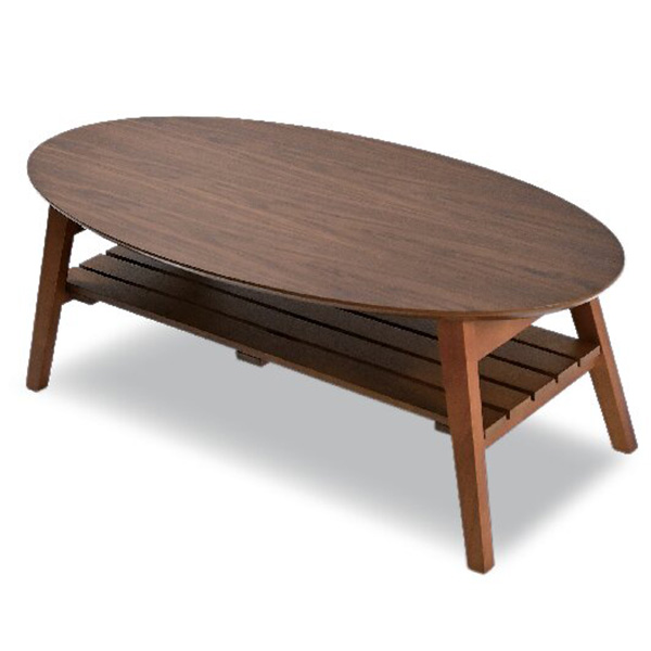 オーバルテーブル棚付