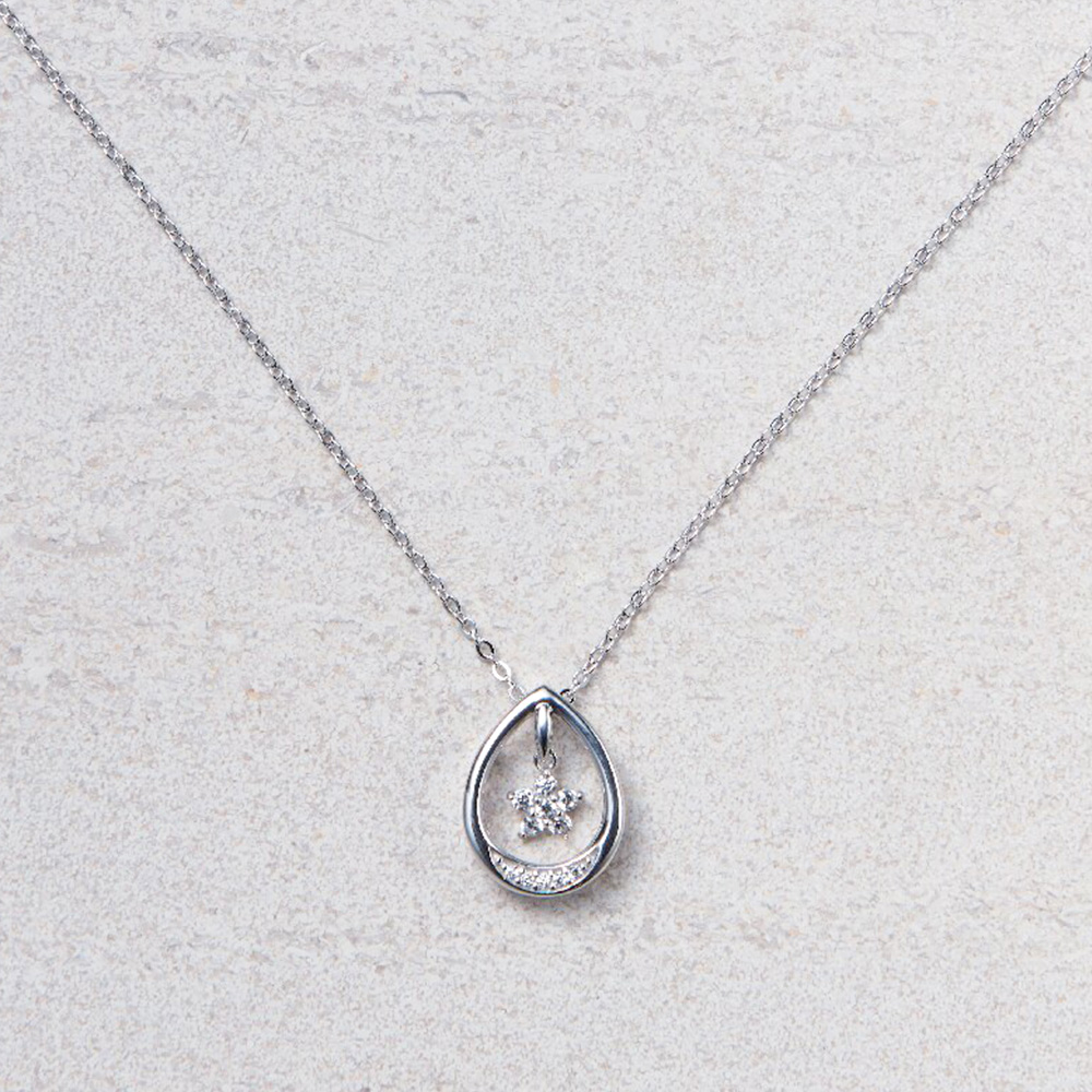 キュービックジルコニア フラワーバスケットペンダント