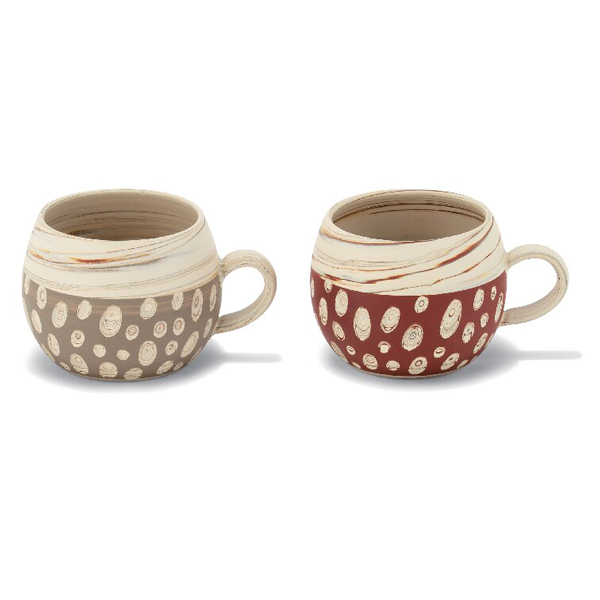 常滑焼 ペアカップ 緑・赤