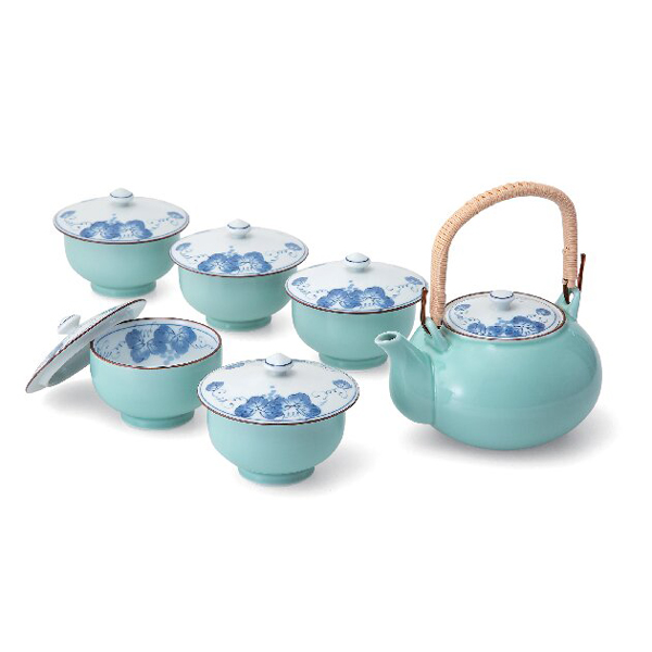 波佐見焼 掛分ぶどう蓋付茶器揃