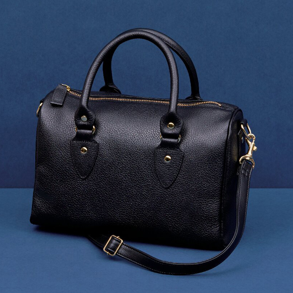 石井猛雄  牛革ミニボストンバッグ(ブラック)