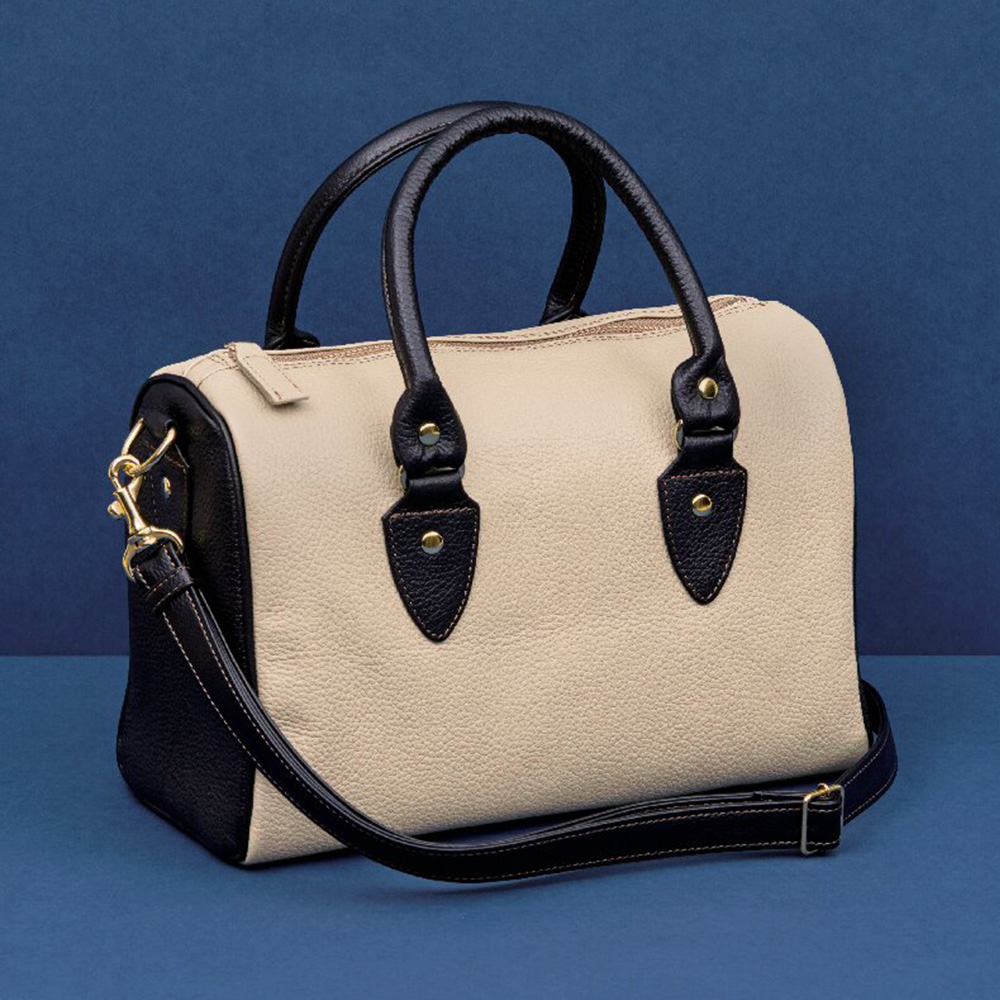 石井猛雄  牛革ミニボストンバッグ(ベージュ)