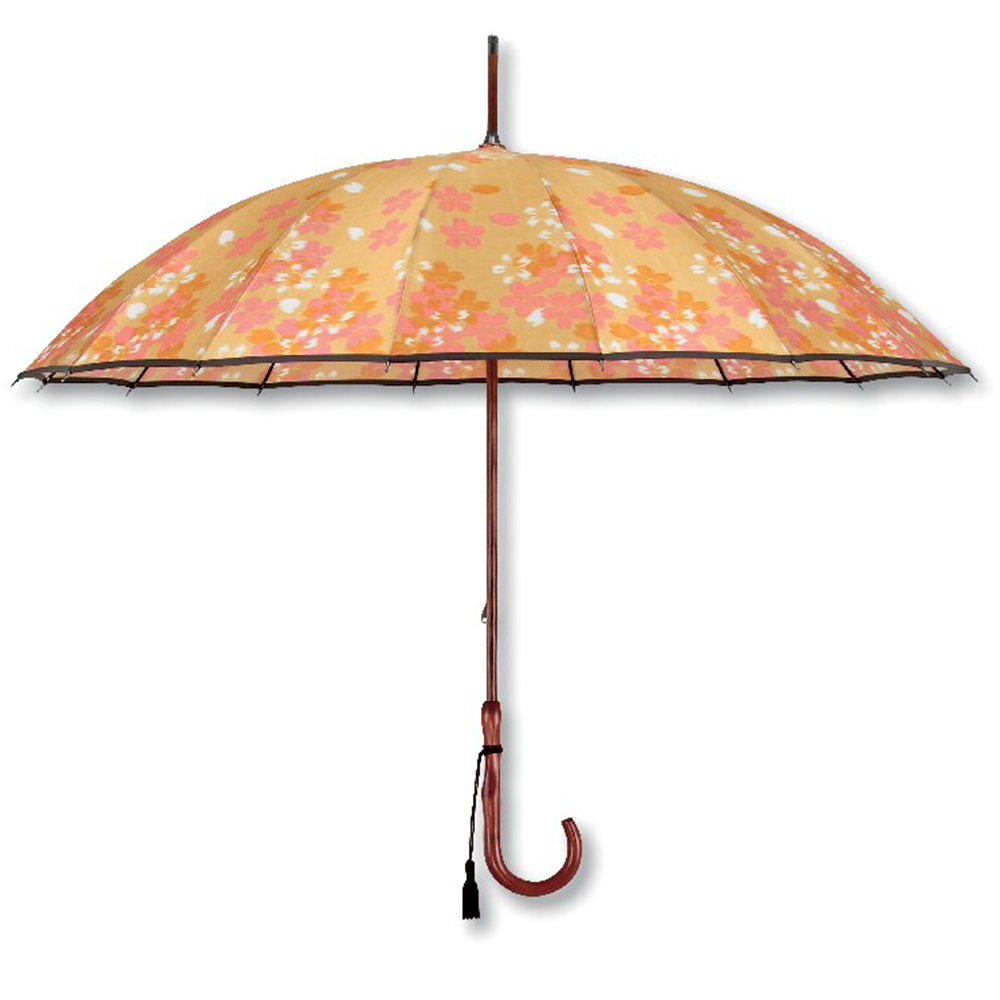 匠 有村 和風16本骨晴雨兼用パラソル(ヤマブキ)
