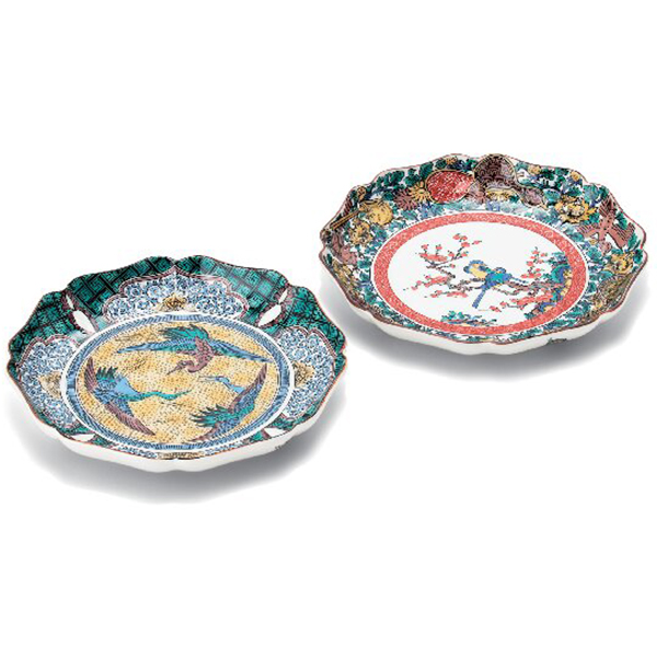 九谷焼 中皿セット(古九谷風・吉田屋風)