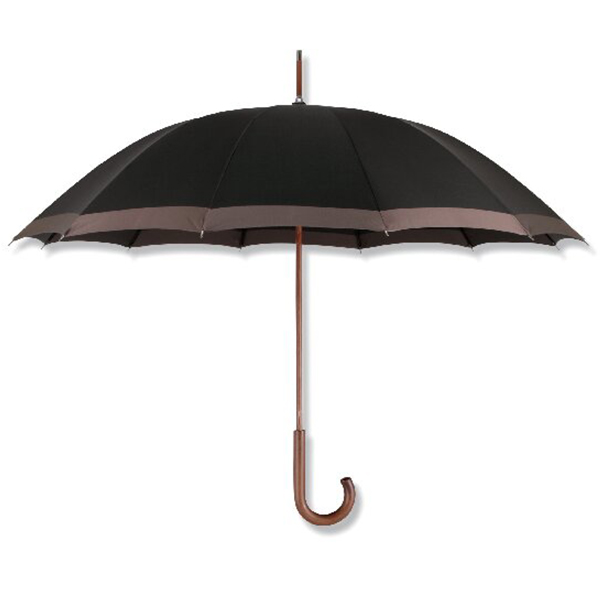甲州織 樫棒手開き長傘12本骨(ブラック/ブラウン)