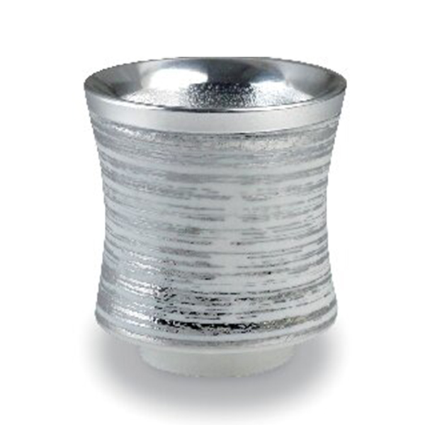 有田焼 白塗り錫陶盃(銀色かすり)