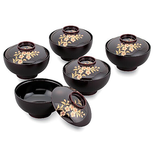 円山吸物椀揃(溜／漆)