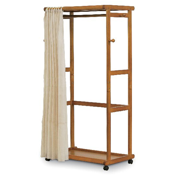 天然木ハンガー(カーテン付き)