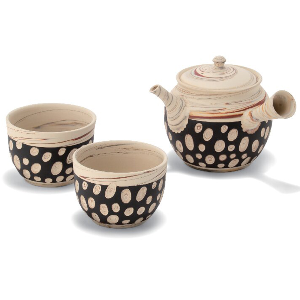 常滑焼 白練込 茶器揃