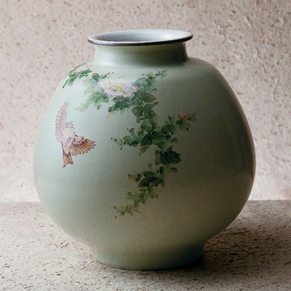 九谷焼 花瓶 舞