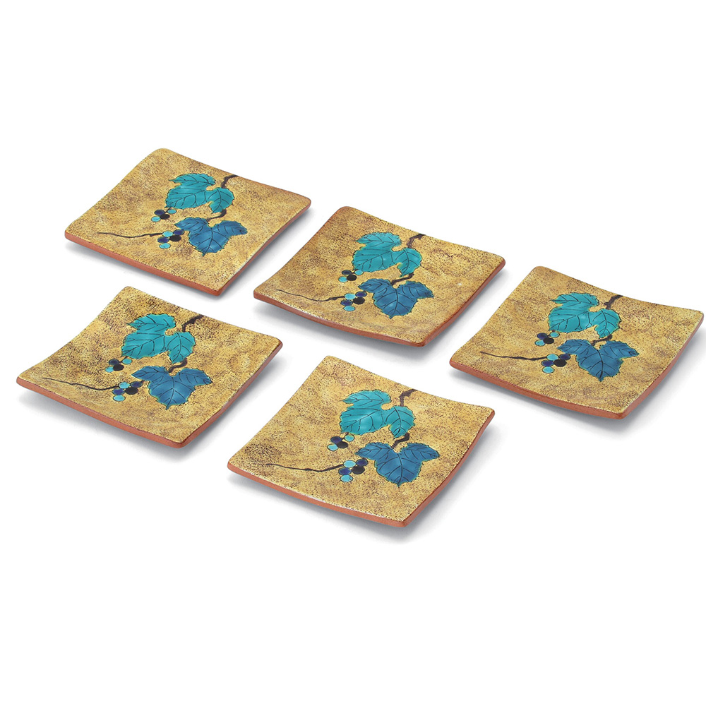 九谷焼 角皿揃 吉田屋野ぶどう