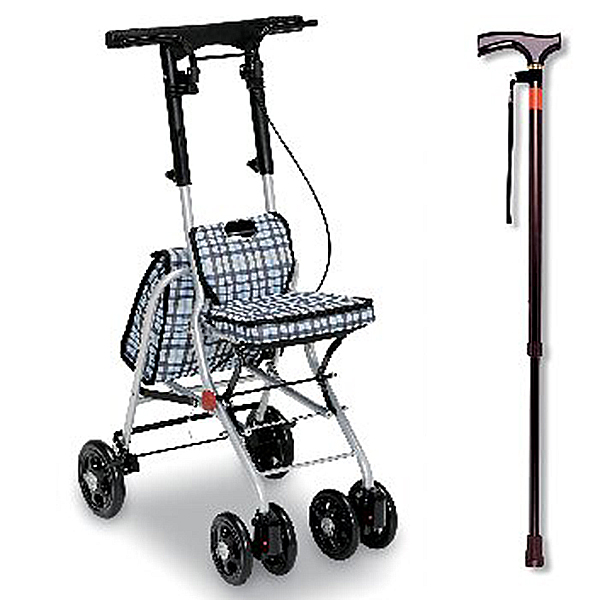 シルバーカー シプール・ピッチ杖セット(チェックブラック)