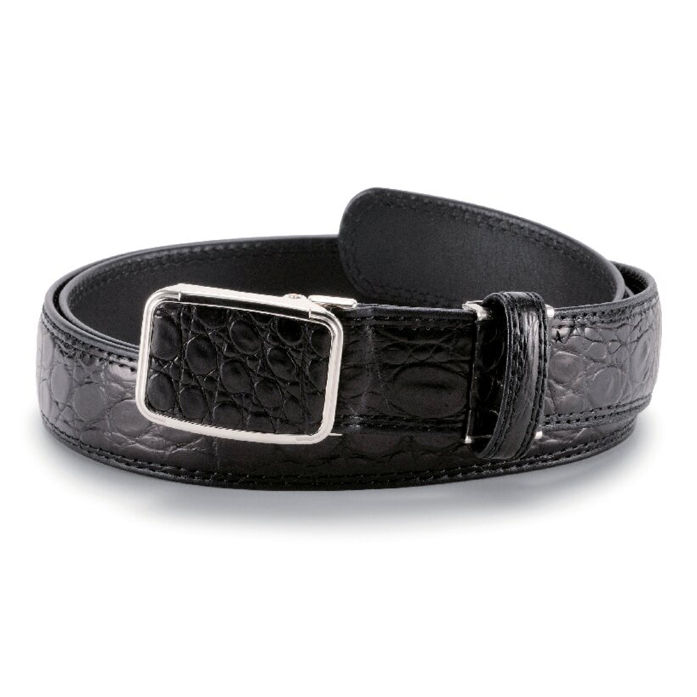 クロコダイル革メンズベルト(ブラック)