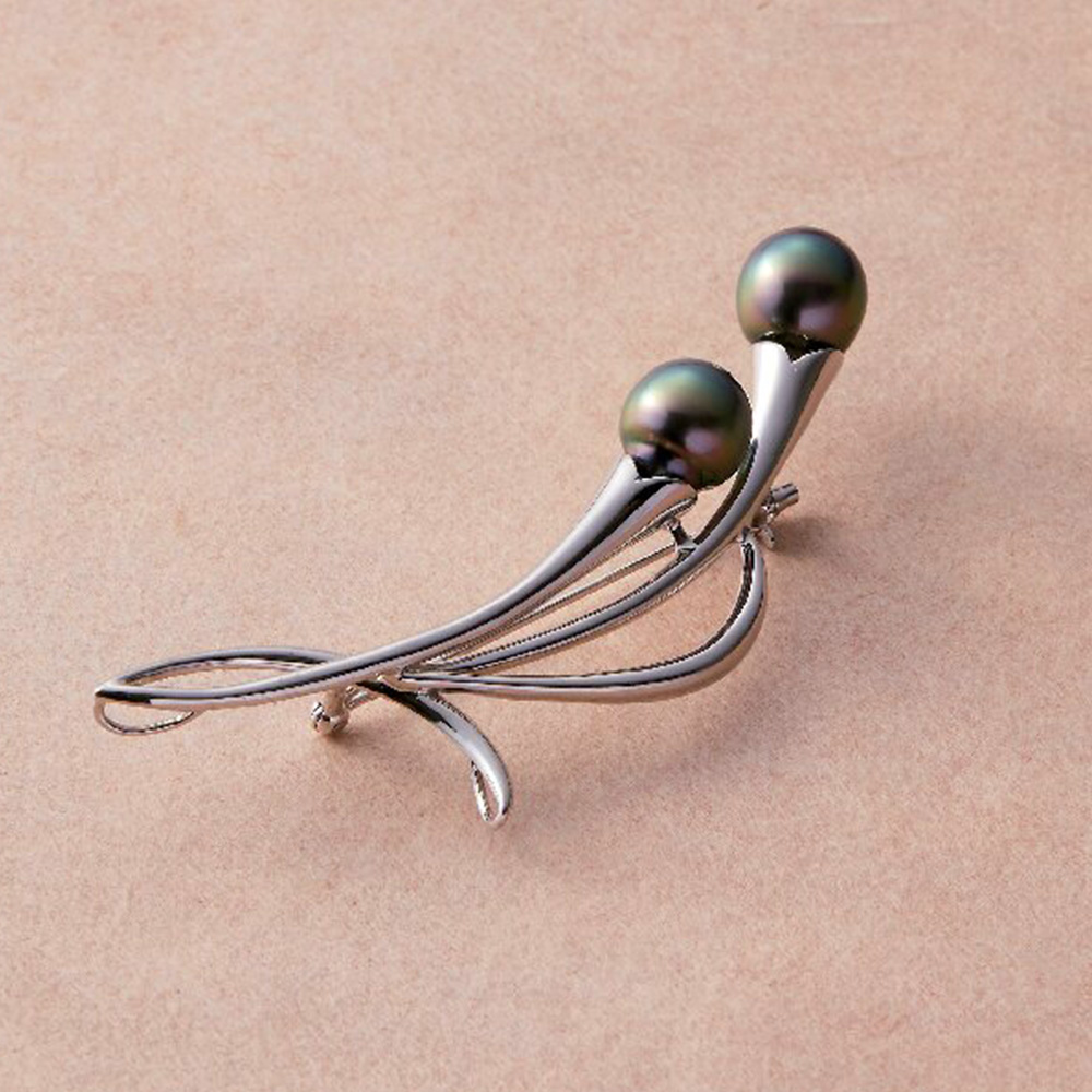 黒蝶パールブローチ