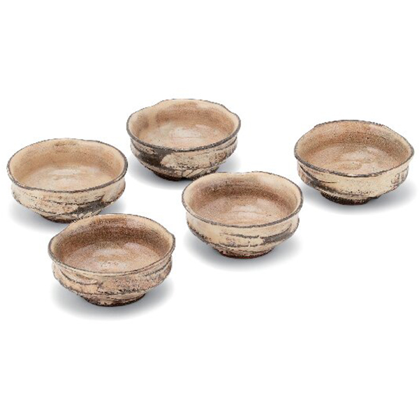 萩焼 刀刻小鉢揃