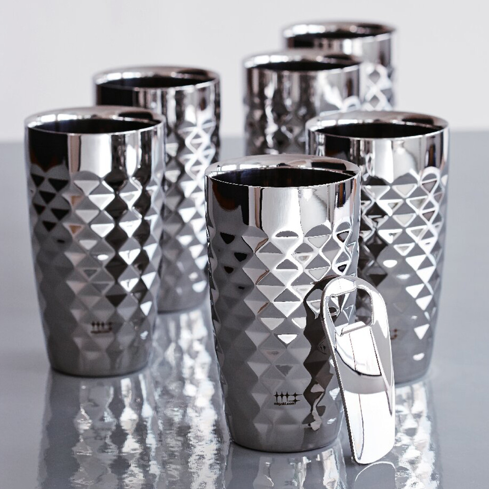 磨き屋シンジケート 2重ダイヤタンブラー6個セット(栓抜き付)