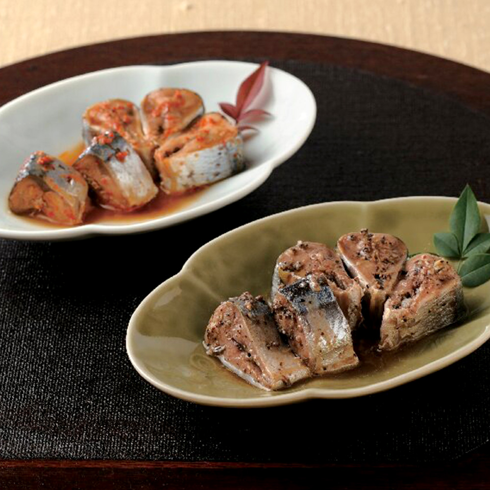 祇園原了郭薬味北海道産さんま黒七味醤油煮・一味醤油煮