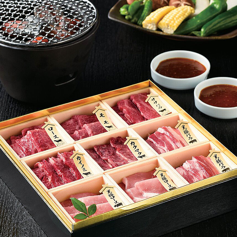 鹿児島県産黒毛和牛・黒豚焼肉用詰合せ御膳