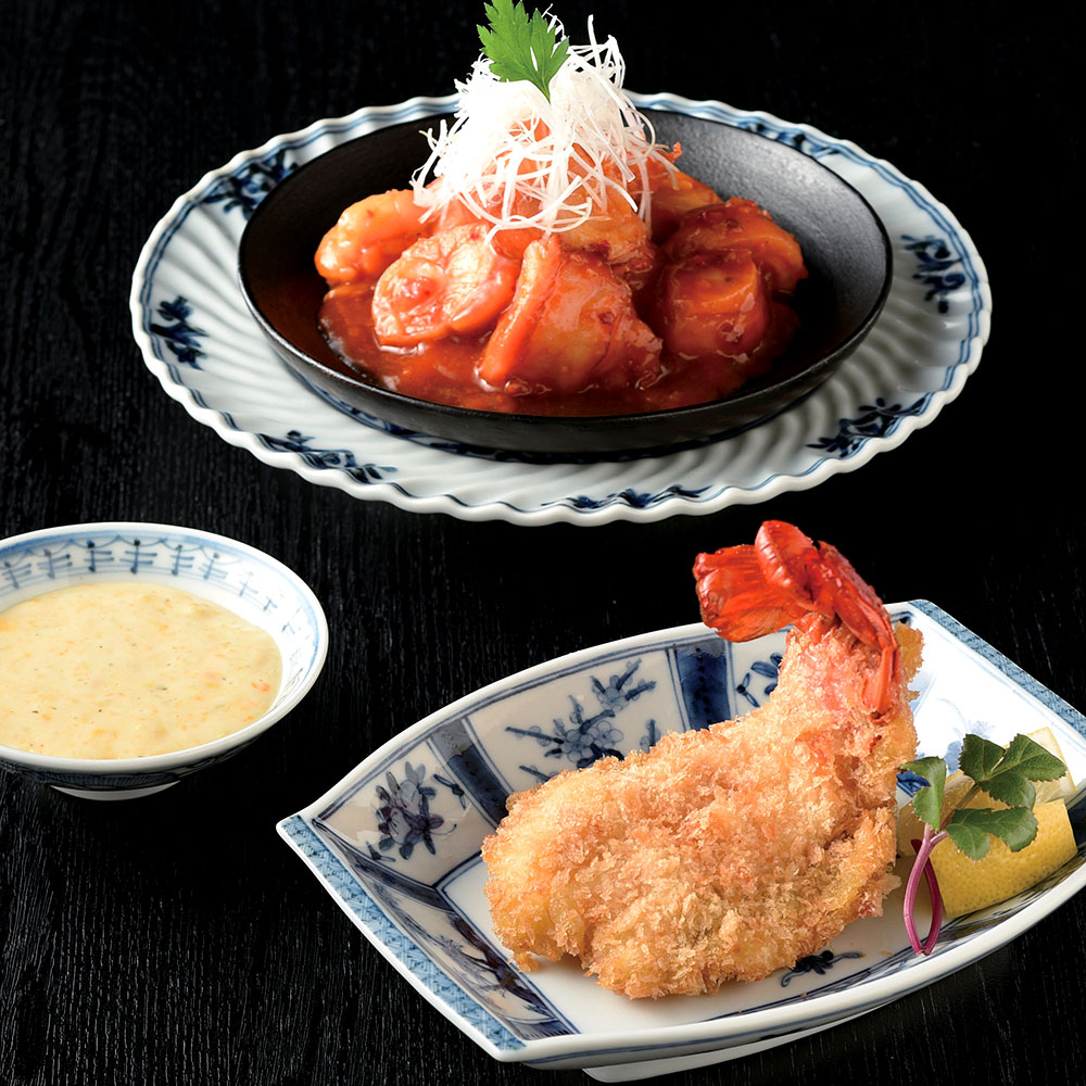 日本のおいしいお料理　伊勢海老フライとチリソース