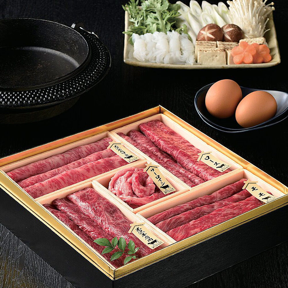 米沢牛・鹿児島県産黒毛和牛　すき焼き用詰合せ御膳