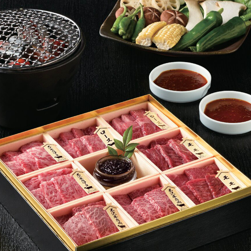 鹿児島黒牛・米沢牛　キャビア焼肉用詰合せ御膳