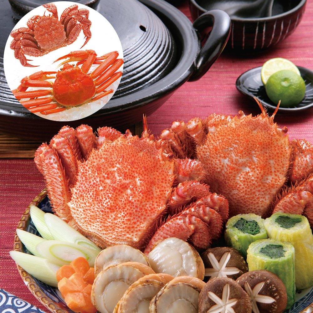 海鮮鍋セット（4人前）＆毛蟹1尾、ズワイ蟹1尾